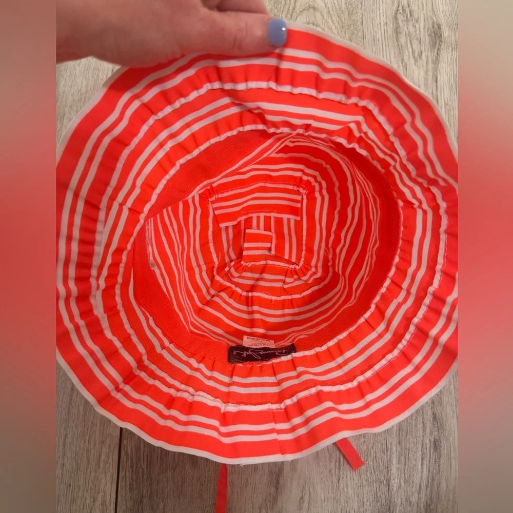 Neon Orange and White Striped Bucket Hat
